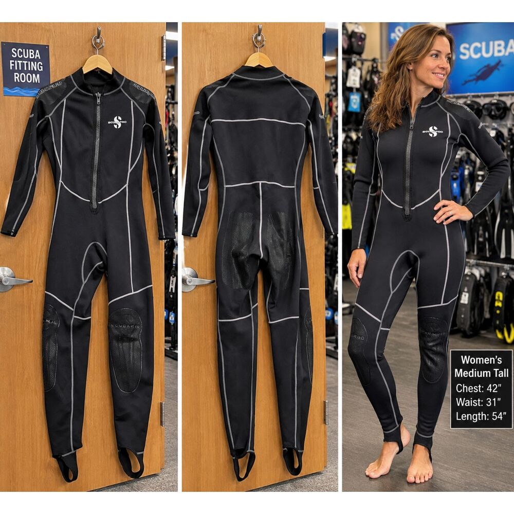 Womens ScubaPro Black Full-Zip Wetsuit SIZE Medium Tall